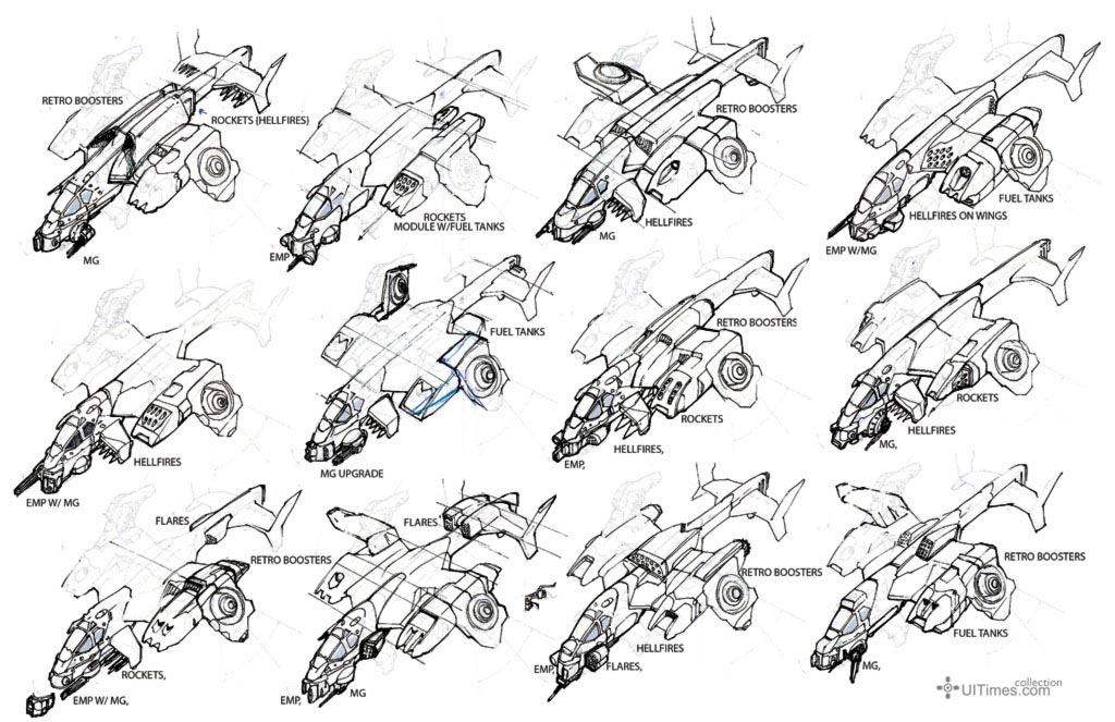 国外震撼战争机器:坦克&飞机&星舰设定手绘效果图欣赏20p 美术插画