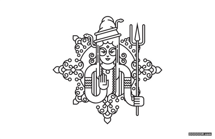 印度宗教佛教佛像几何化线描图[13p(8.jpg