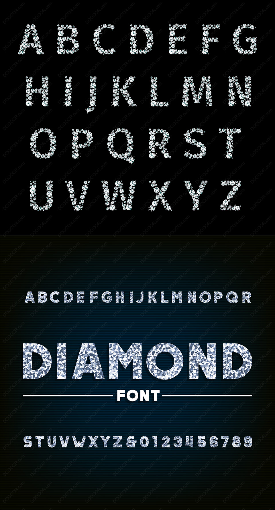 经典26个英文字母钻石字ai矢量素材