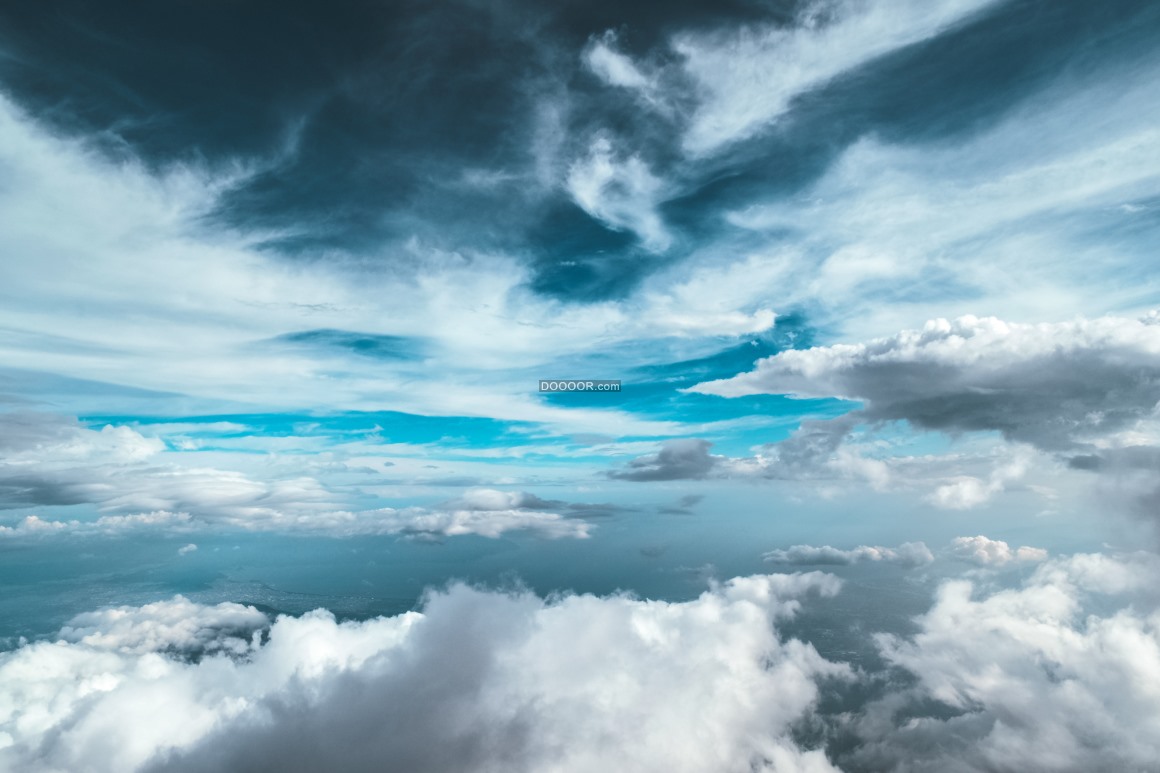 自然风景素材九空之上看天空湛蓝云卷云舒俯瞰大地缥缈迷蒙