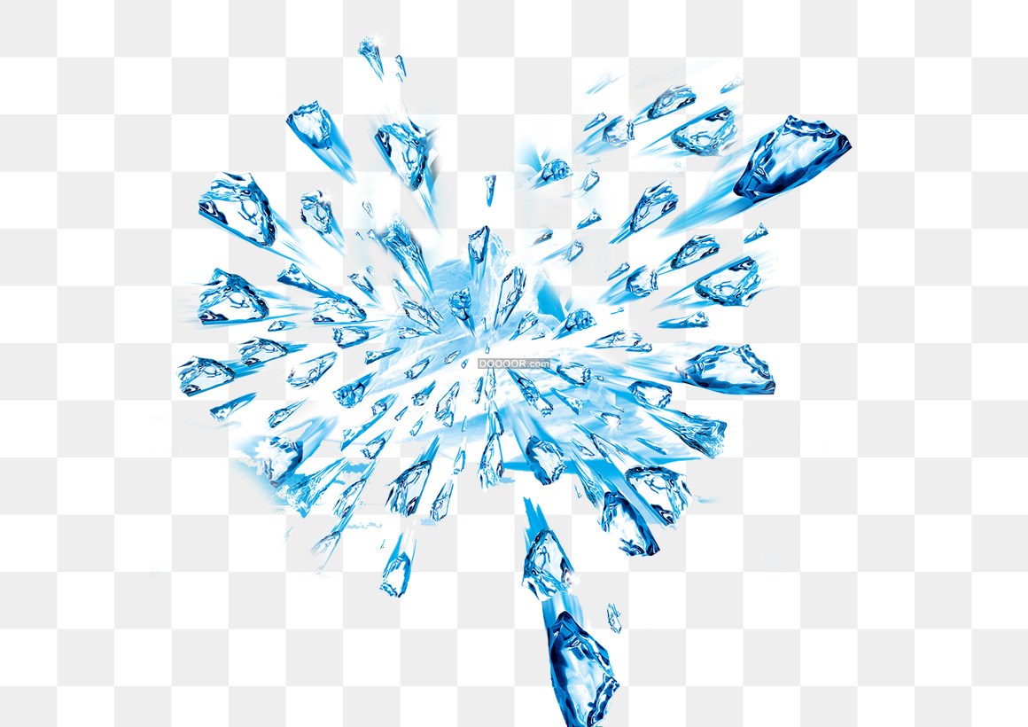 00797_创意设计许多冰块像流星雨一样飞射而出透明png素材.jpg