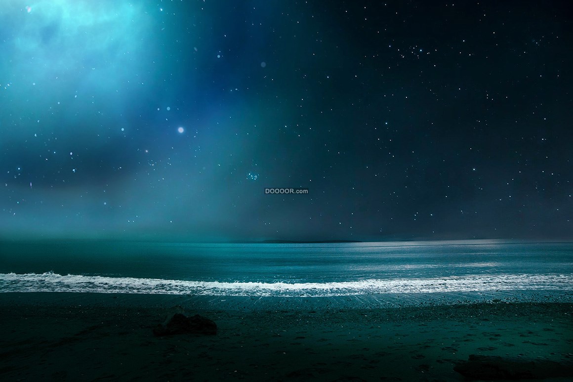 05637_夜晚繁星点点海面上风平浪静自然风景素材设计.jpg
