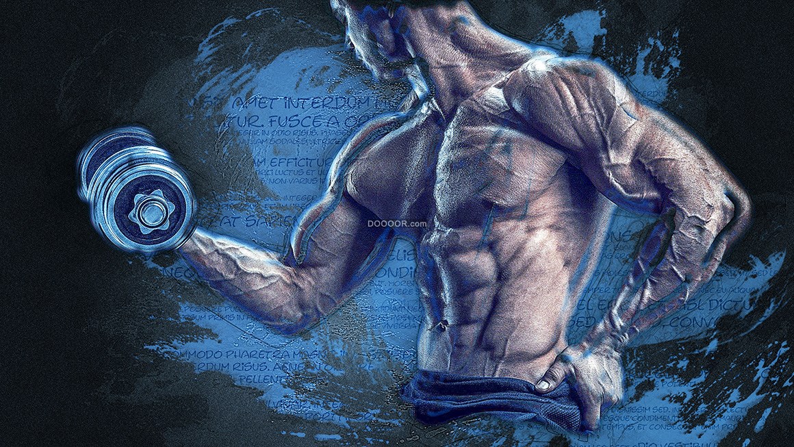 一个男士健身身材完美肌肉结石体育运动素材设计