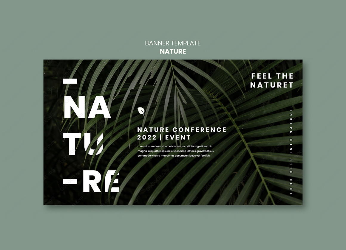 NATURE自然墨绿色植物叶子海报模板PSD素材 6