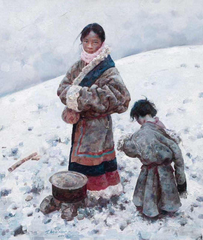 Tibetan girl - Artist Ai Xuan works 西藏女孩--画家艾轩作品