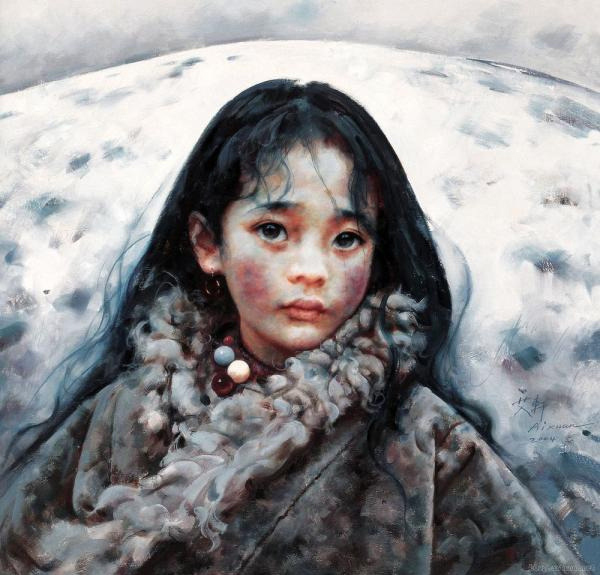 Tibetan girl - Artist Ai Xuan works 西藏女孩--画家艾轩作品