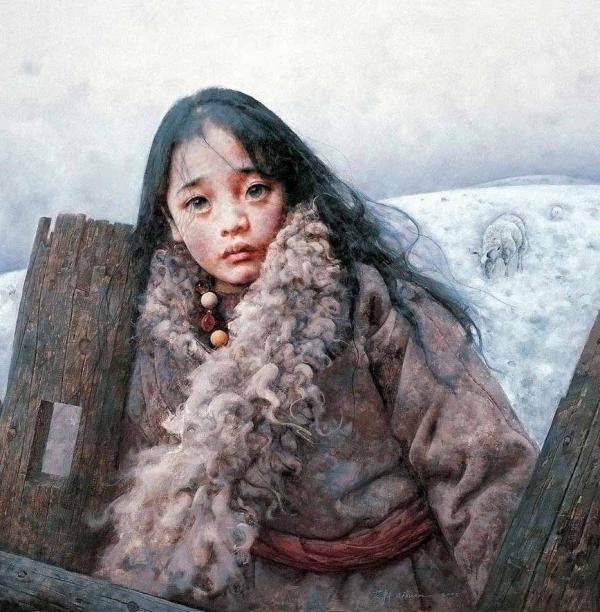 Tibetan girl - Artist Ai Xuan works 西藏女孩--画家艾轩作品