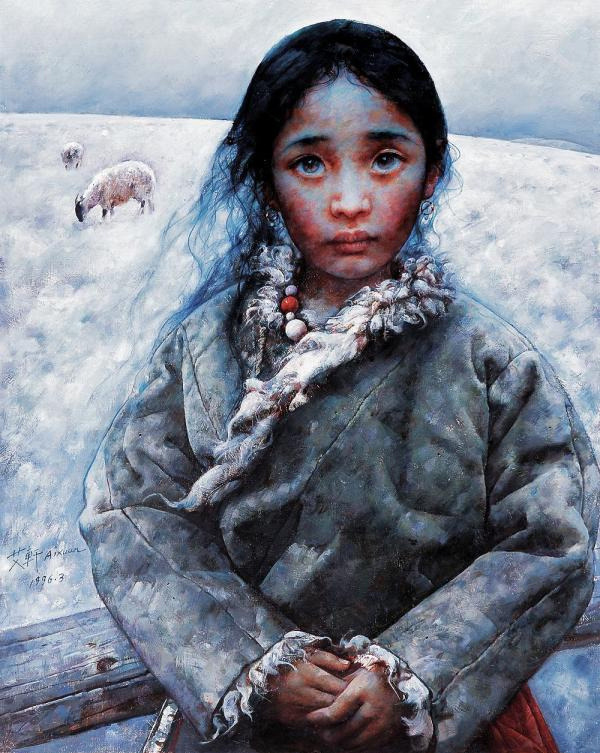 Tibetan girl - Artist Ai Xuan works 西藏女孩--画家艾轩作品