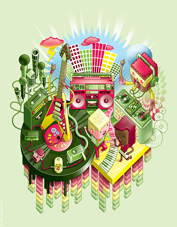 Lee Hasler的卡通风格2D二维仿三维彩色插画欣赏31P