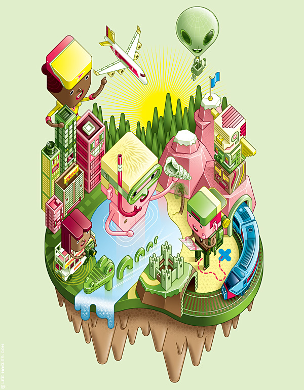 Lee Hasler的卡通风格2D二维仿三维彩色插画欣赏31P