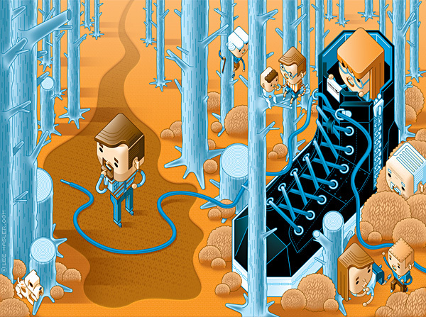 Lee Hasler 2D 2D cartoon style Faux three-dimensional color illustration 31P 