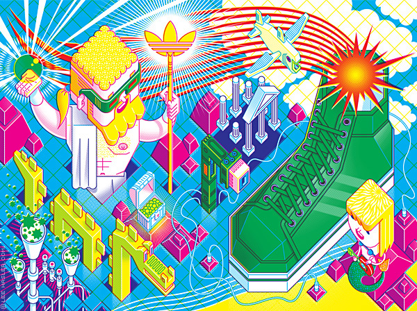 Lee Hasler 2D 2D cartoon style Faux three-dimensional color illustration 31P 