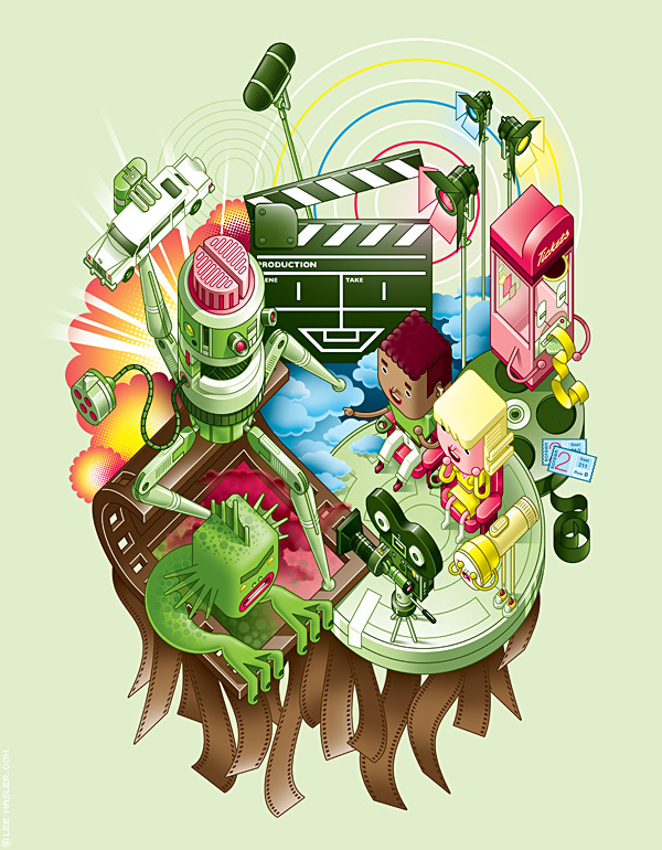 Lee Hasler 2D 2D cartoon style Faux three-dimensional color illustration 31P 