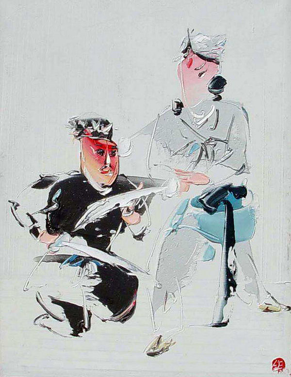 Li Wei oil painting works of Beijing opera series 