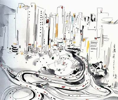 Chinese painter Wu Guanzhong works 113P