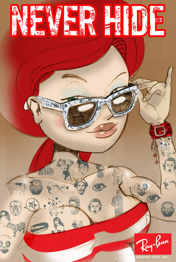 Ray-Ban Rare国外红色冷卡通风格插画设计欣赏