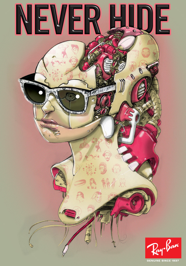 Ray-Ban Rare国外红色冷卡通风格插画设计欣赏