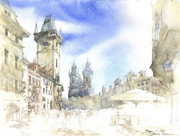 波兰画家Joanna Petkowska的风景水彩画作 [19P] (6).jpg