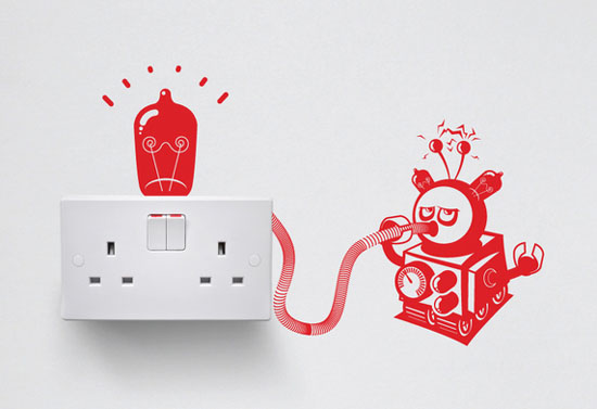 可爱创意插座墙贴图案设计 [14P]