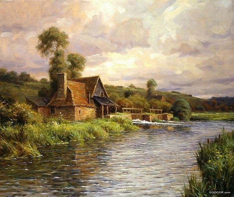 美籍法国艺术家Louis Aston Knight 的茅屋与花园风景画欣赏 [12P] (11).jpg