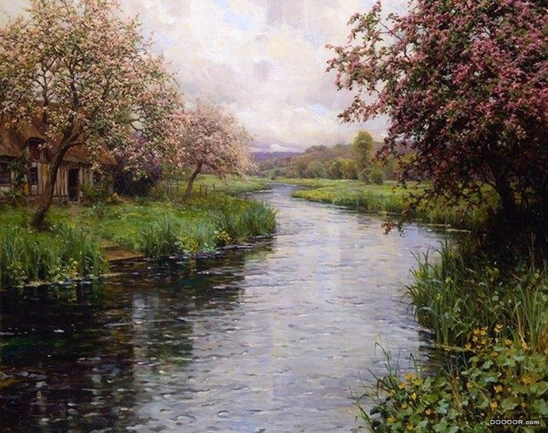 美籍法国艺术家Louis Aston Knight 的茅屋与花园风景画欣赏 [12P].jpg