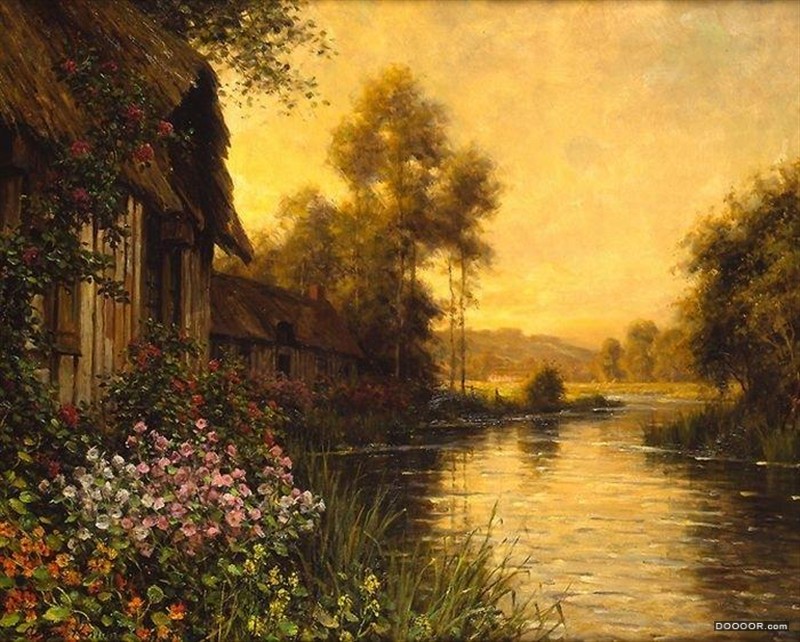 美籍法国艺术家Louis Aston Knight 的茅屋与花园风景画欣赏 [12P] (4).jpg