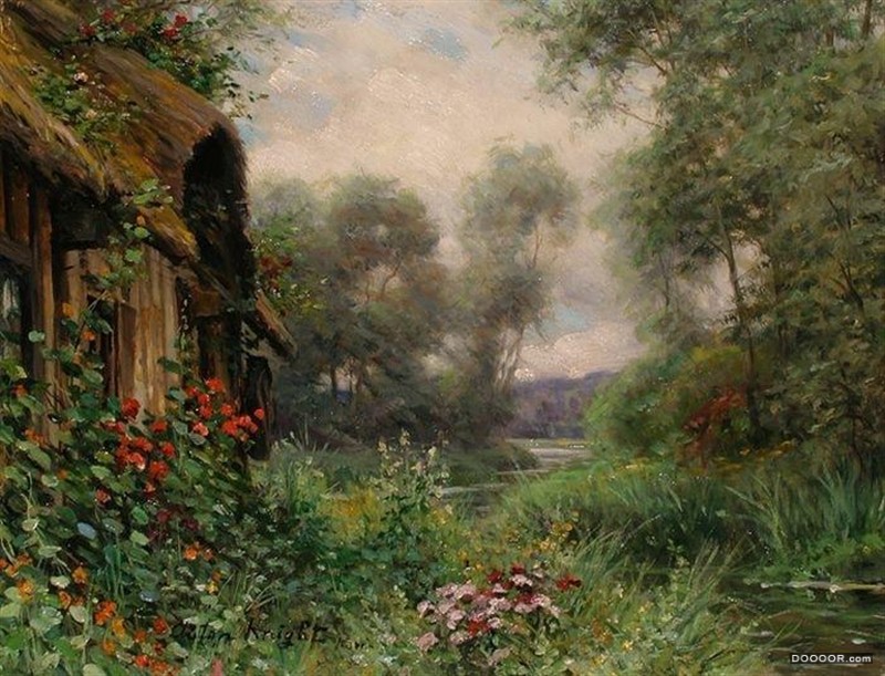 美籍法国艺术家Louis Aston Knight 的茅屋与花园风景画欣赏 [12P] (5).jpg