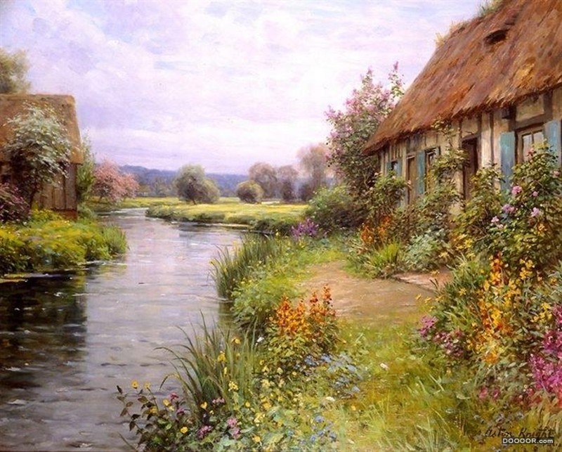 美籍法国艺术家Louis Aston Knight 的茅屋与花园风景画欣赏 [12P] (6).jpg