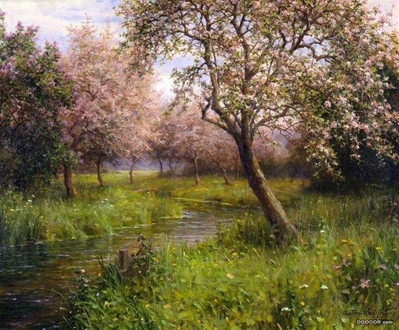 美籍法国艺术家Louis Aston Knight 的茅屋与花园风景画欣赏 [12P] (9).jpg