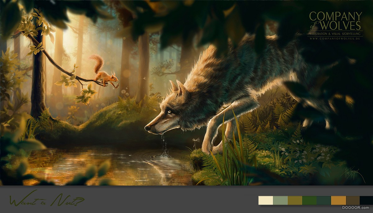 森林里的狼和狐狸以及小动物温馨插画-Marie Beschorner (Company of Wolves) [26P] (1.jpg