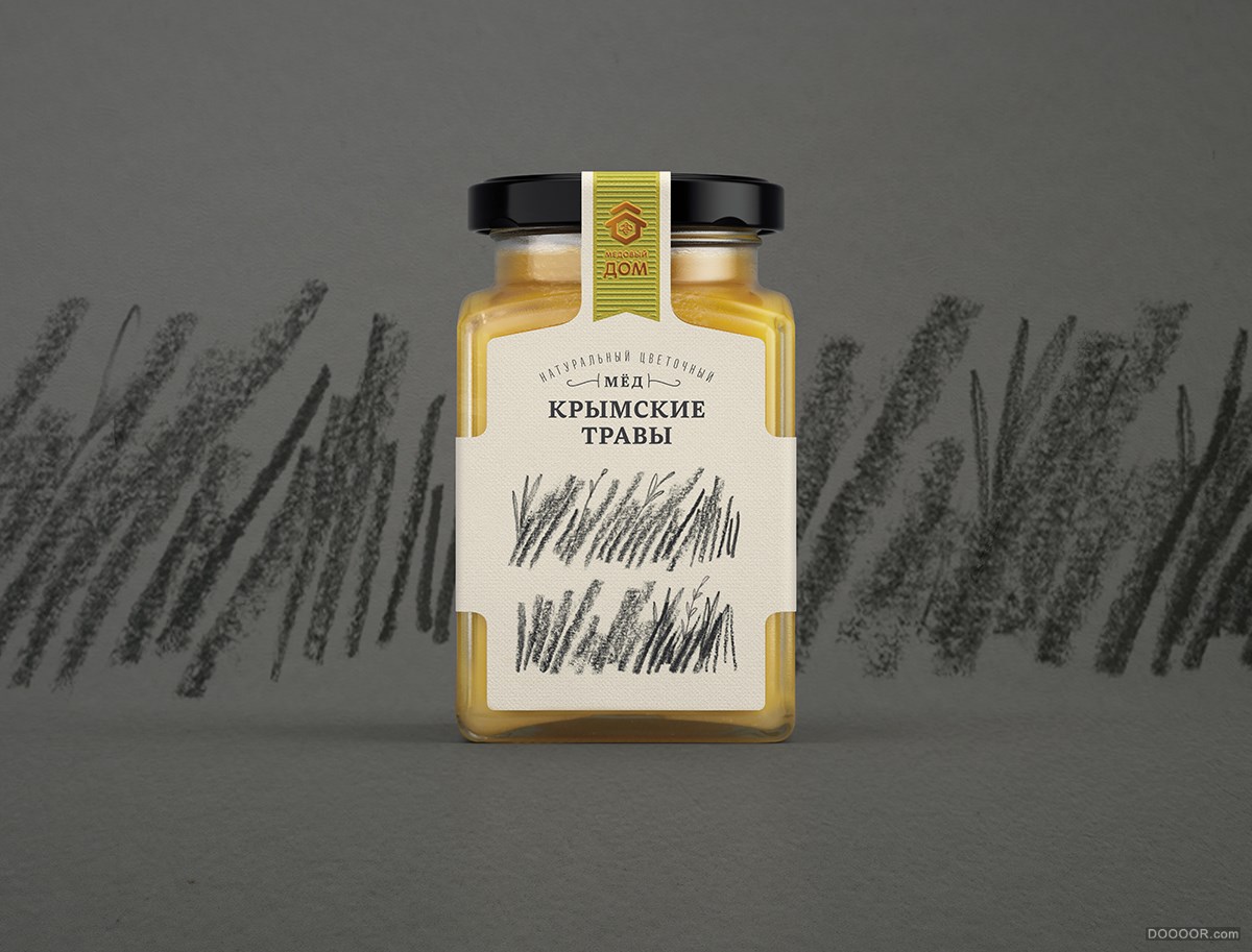 Honey House俄罗斯蜜房子铅笔手绘标签系列蜂蜜包装设计-Masha Ponomareva [7P] (5).jp.jpg