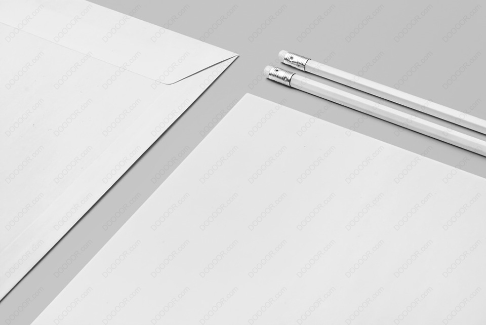 最全套白色VI样机模板-文件袋和铅笔样机-DOOOOR.com.jpg
