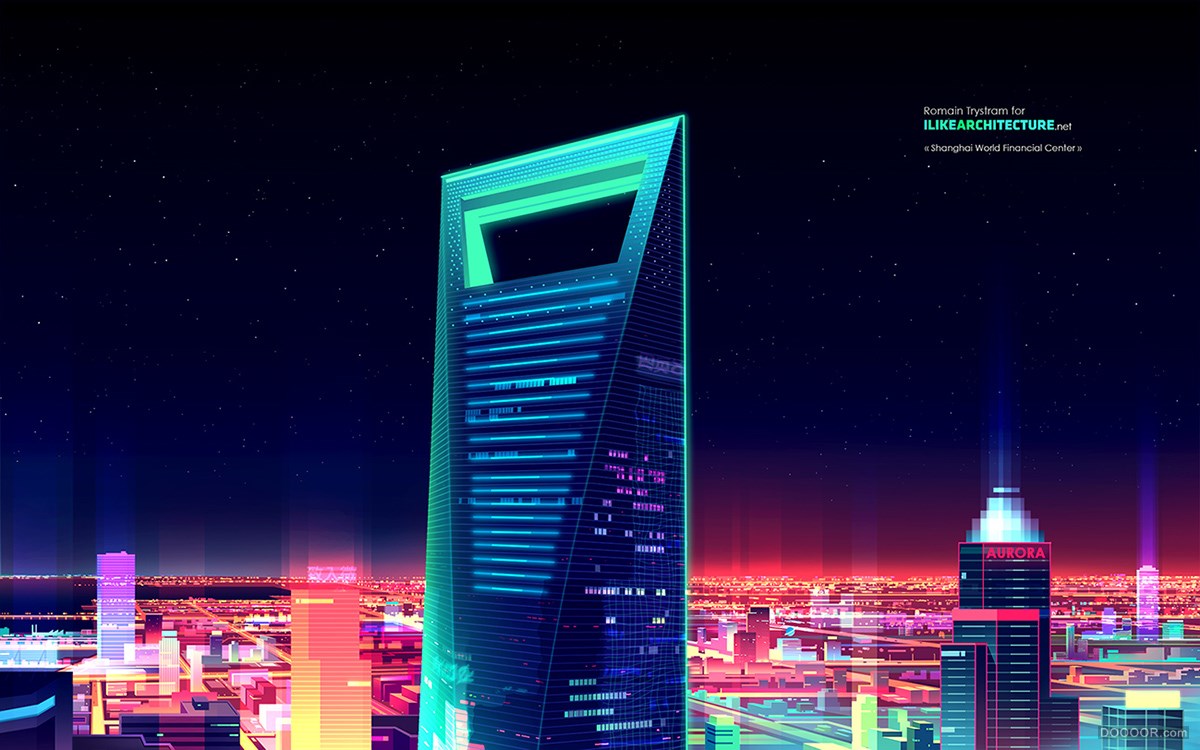 摩洛哥ROMAIN霓虹的城市之夜矢量插画-Romain Trystram [29P] (8).jpg