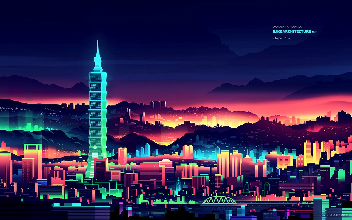 摩洛哥ROMAIN霓虹的城市之夜矢量插画-Romain Trystram [29P] (9).jpg