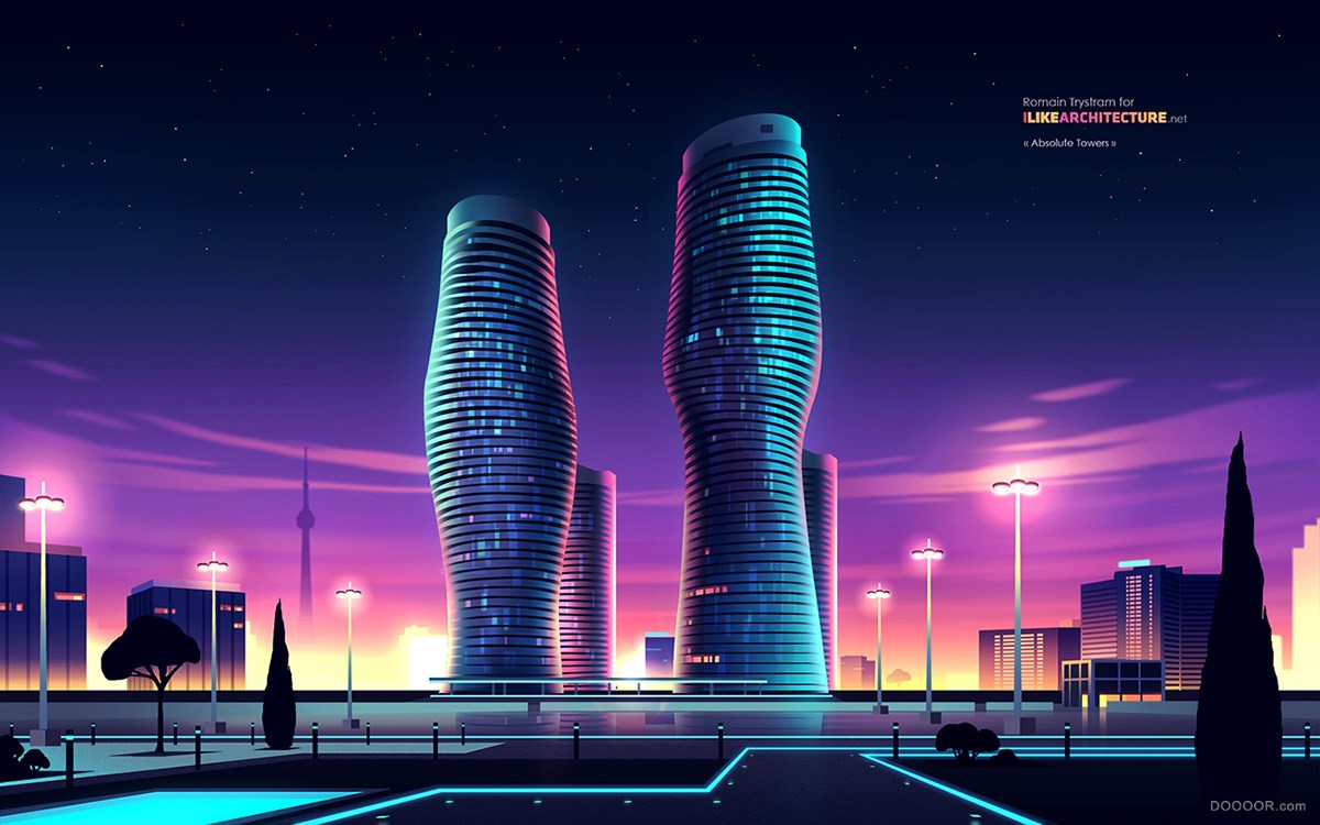 摩洛哥ROMAIN霓虹的城市之夜矢量插画-Romain Trystram [29P] (11).jpg
