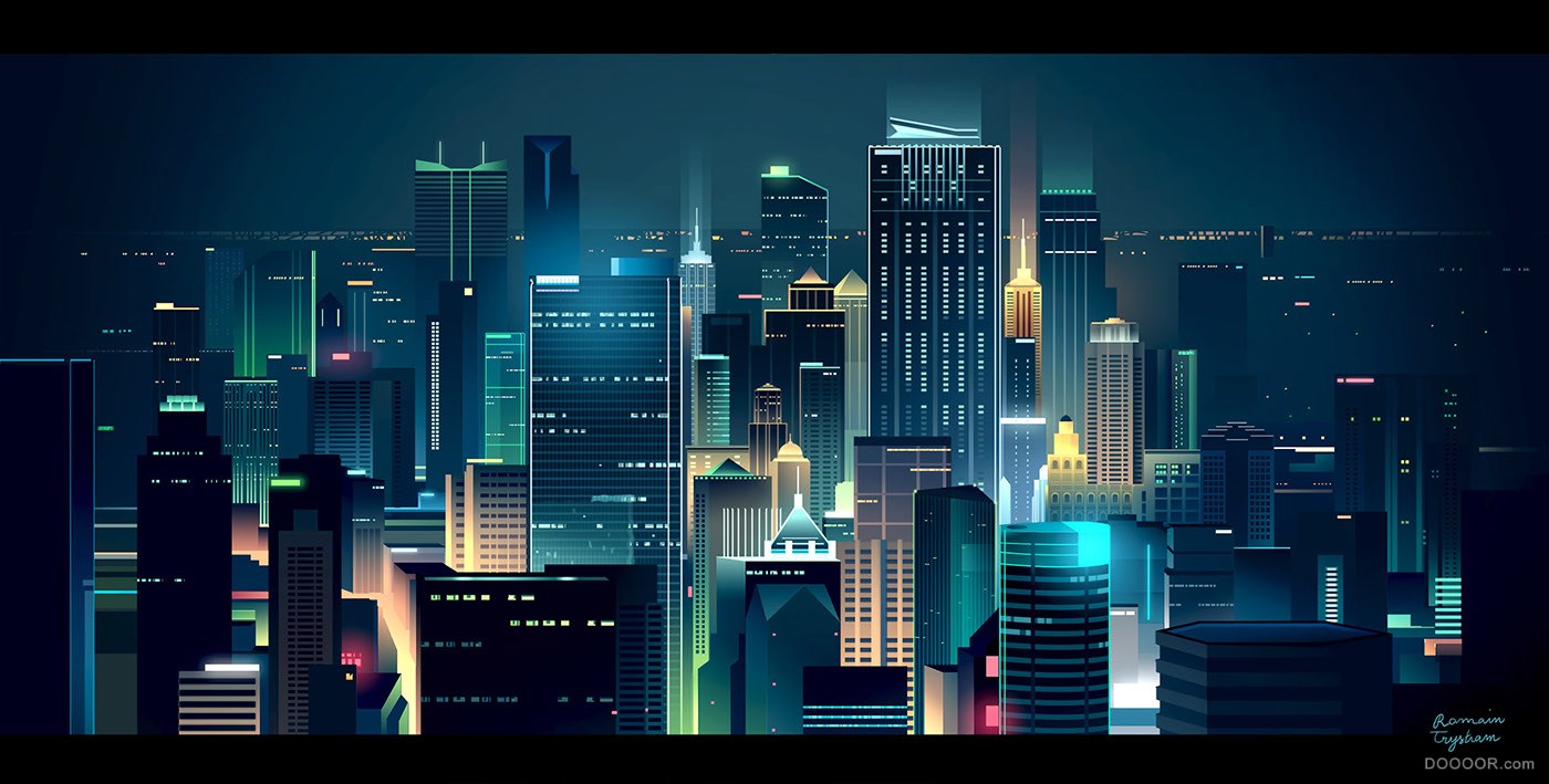 摩洛哥ROMAIN霓虹的城市之夜矢量插画-Romain Trystram [29P] (13).jpg