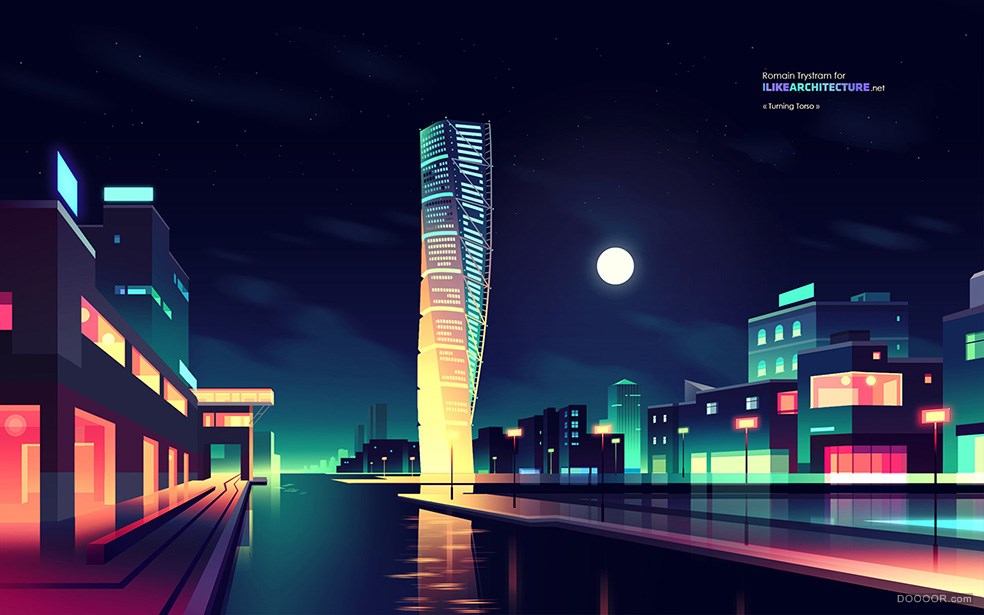 摩洛哥ROMAIN霓虹的城市之夜矢量插画-Romain Trystram [29P] (25).jpg
