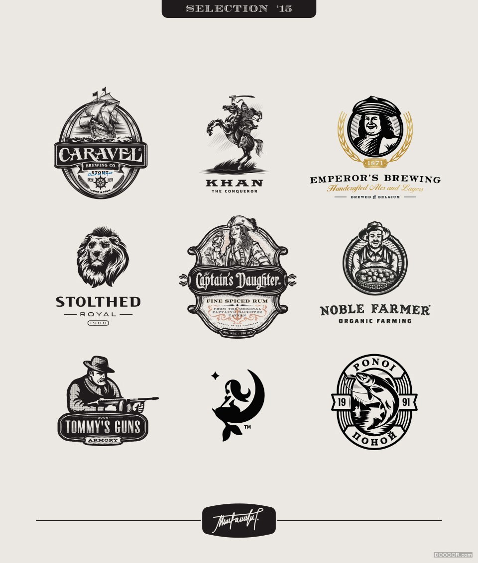 Milos Milovanovic`s欧式人物插画式LOGO设计 [14P] (1).jpg