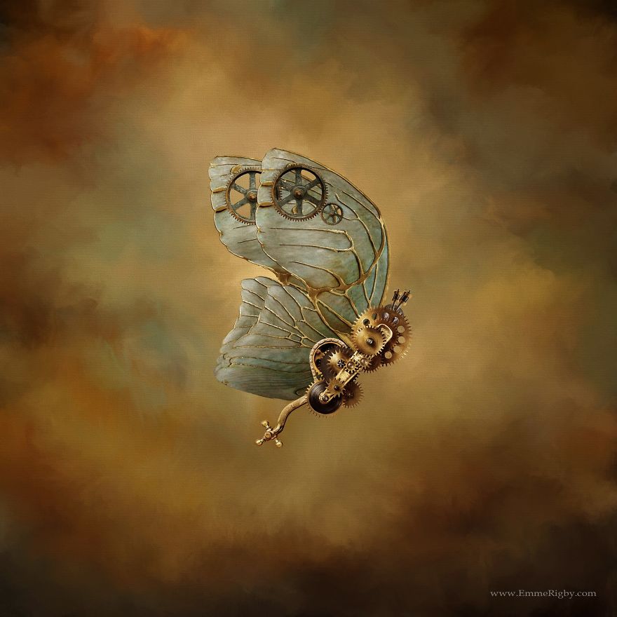 Ethereal Images Of Steampunk Butterflies And Dragonflies 空灵的朋克蝴蝶和蜻蜓-Ke.jpg