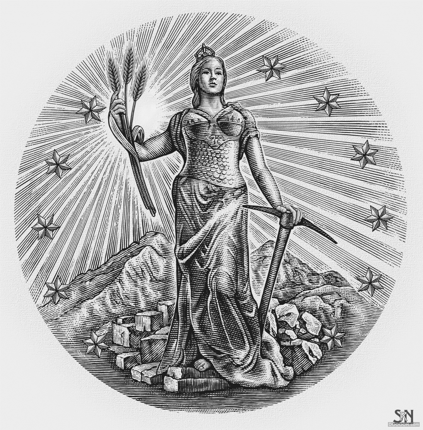 美国Steven Noble木刻雕刻版画风格酒类标签插画作品 [130P] 101.jpg