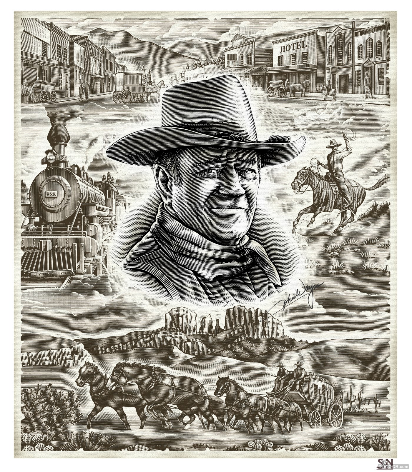 美国Steven Noble木刻雕刻版画风格酒类标签插画作品 [130P] 115.jpg
