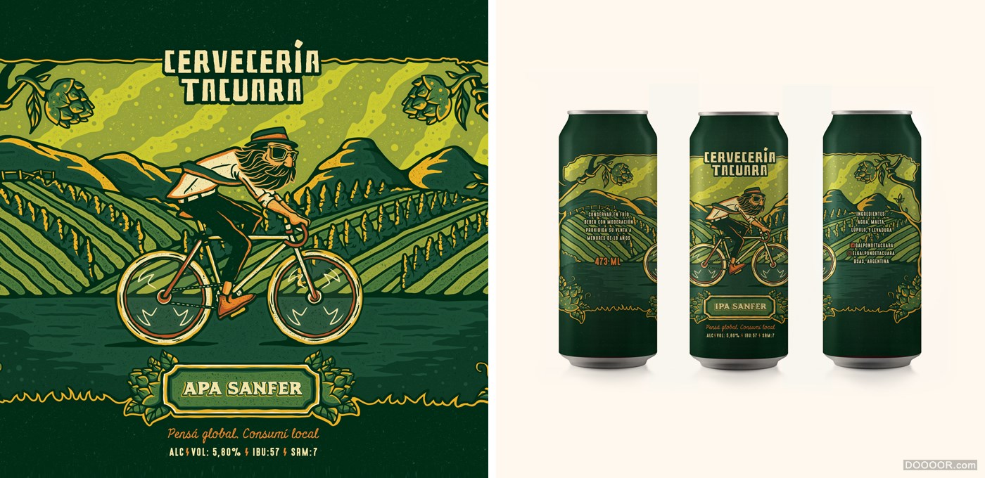CERVECERIA TACUARA啤酒个性插画易拉罐包装设计-阿根廷Santi Lissarrague  Turkey Stu.jpg