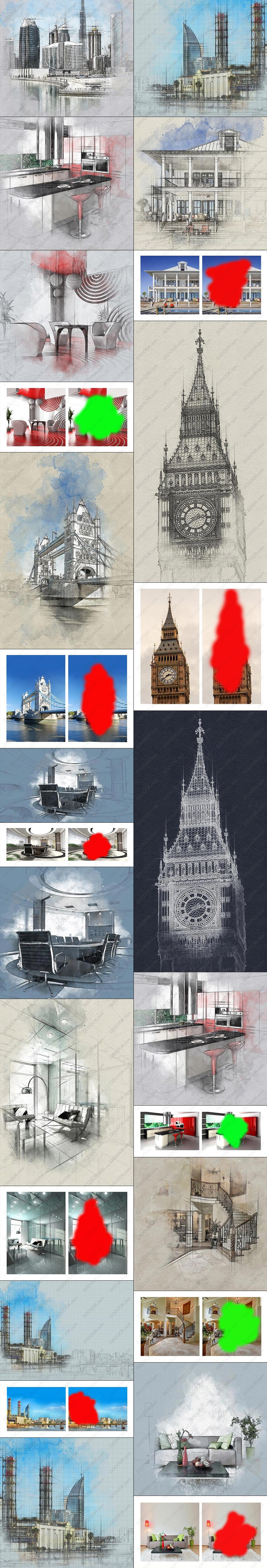 殿堂级建筑照片转手绘架构草图特效PHOTOSHOP动作[附图文方法] (1).jpg