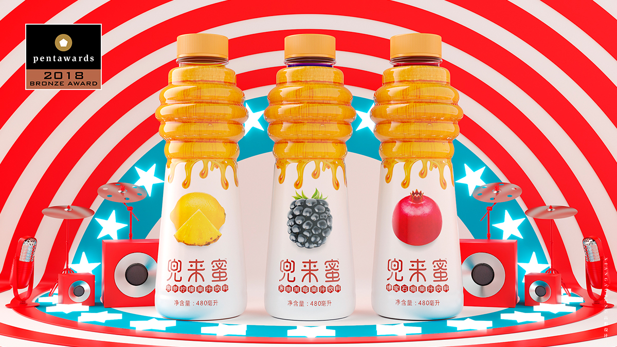  兜来蜜果汁饮料获得pentawards2018铜奖