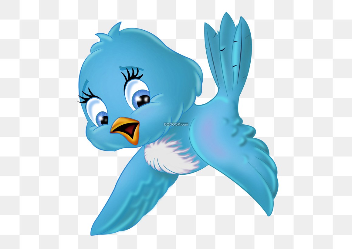 一只可爱的卡通风格的蓝色小鸟高清PNG素材
