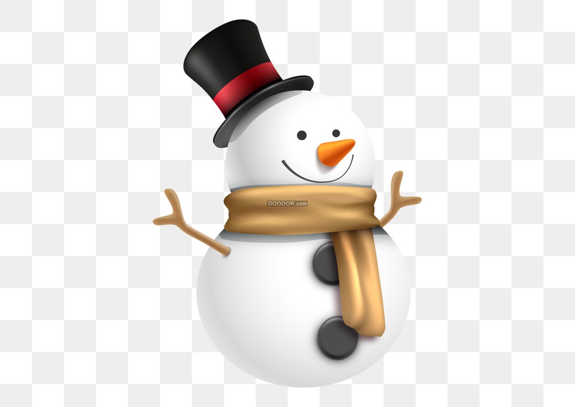 00098_一个可爱的小雪人带着金色的围脖面带微笑温暖可人.jpg