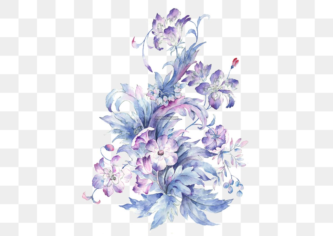 00111_中国风水墨画紫色的花朵亭亭玉立.jpg