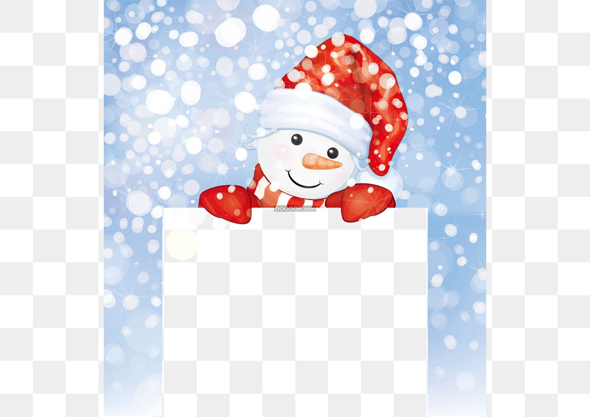 00618_寒冷的天气飘着雪花外面有一个可爱的雪人透明PNG素材.jpg
