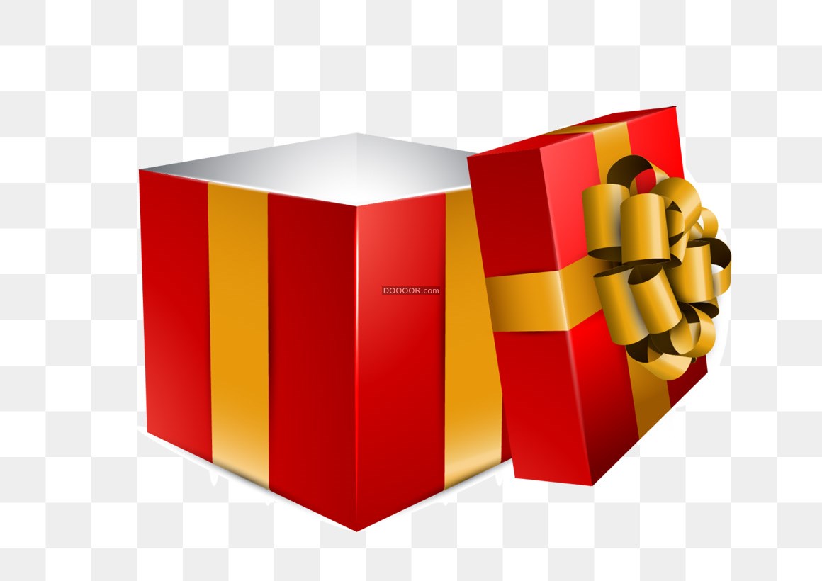 00650_特写一个红色金色相间的礼品盒透明PNG素材.jpg