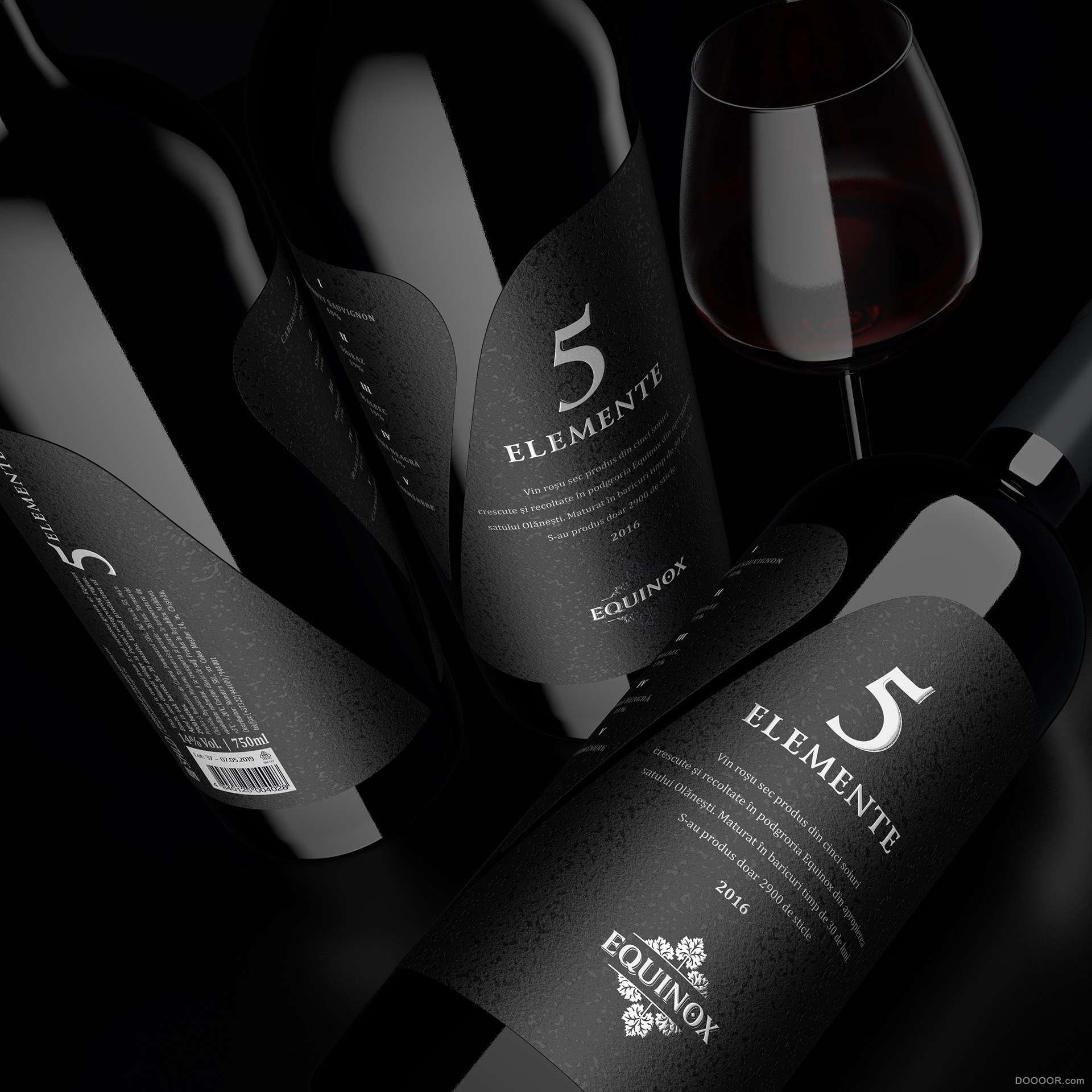 5 ELEMENTS世界一流摩尔多瓦优质陈酿葡萄酒中黑色洋酒包装设计-摩尔多瓦共和国SHUMI L.jpg